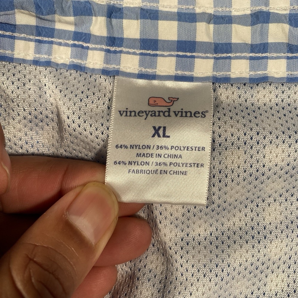 Vineyard Vines Gingham Check Bonefish Embroidered Mesh Lined Swim Trunks Mens XL - Picture 4 of 11
